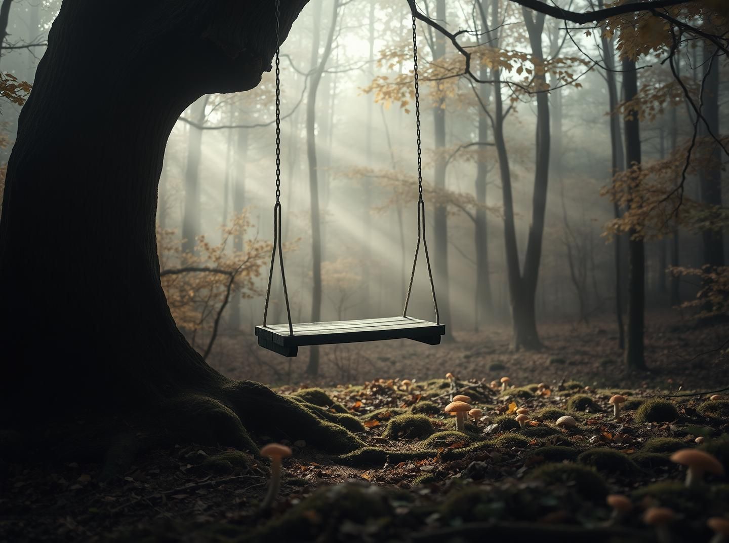 Magical Autumnal Swing in New England Forest - Dreamlike Photo in 8K | Unfold Lens