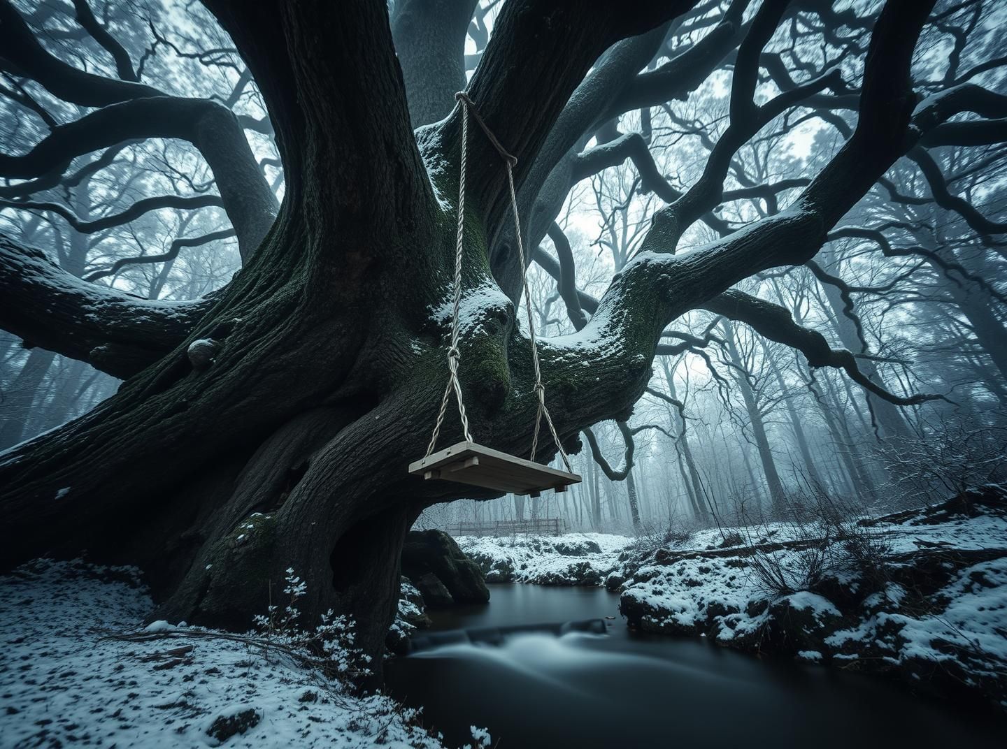 Magical Swing in Sherwood Forest: Dreamlike Stillness & Winter Solitude
 | Unfold Lens