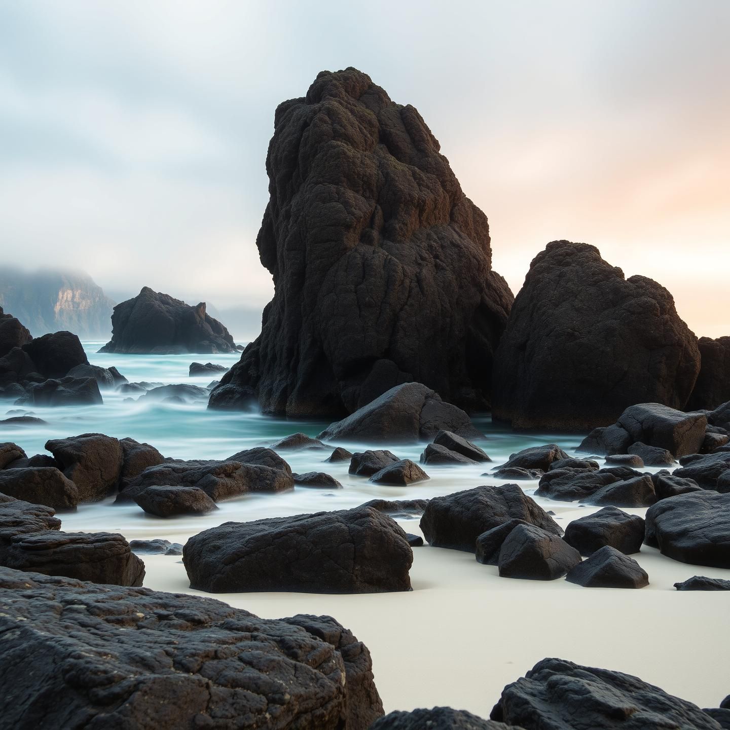 Majestic Moeraki Boulders Meet White Cliffs: Dreamy Seascape in 8K
 | Unfold Lens