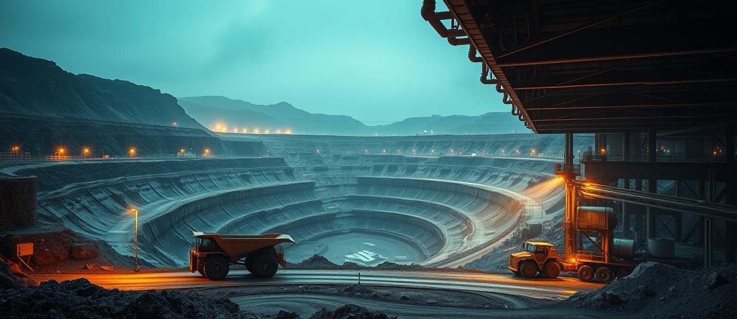 Majestic Open Pit Mine & Data Center Fusion: Geometric Industrial Art in 8K | Unfold Lens