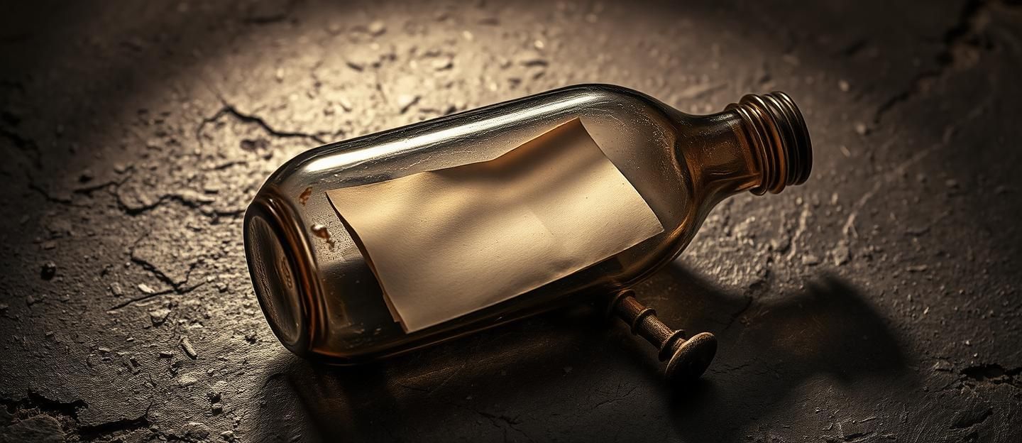 Message in a Bottle Sepia Still Life: Resilience and Hope in Isolation 8K
 | Unfold Lens