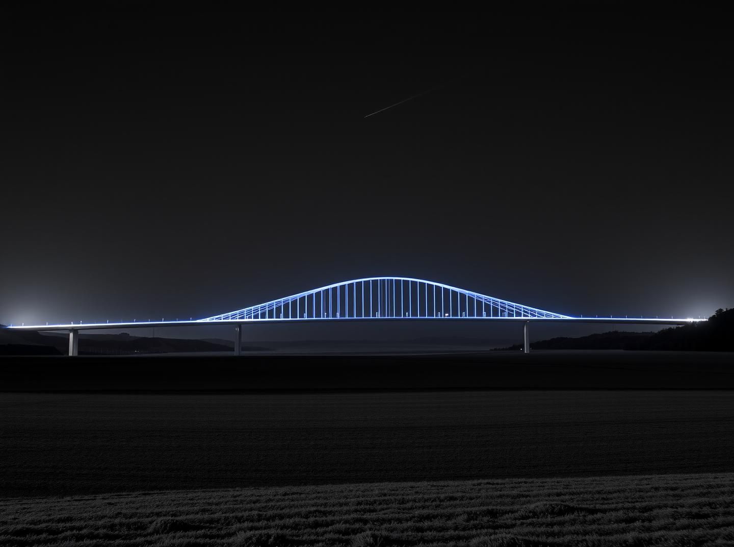 Millau Viaduct: Ethereal White Line, Flowing Blue Light, 8K Architectural Beauty | Unfold Lens