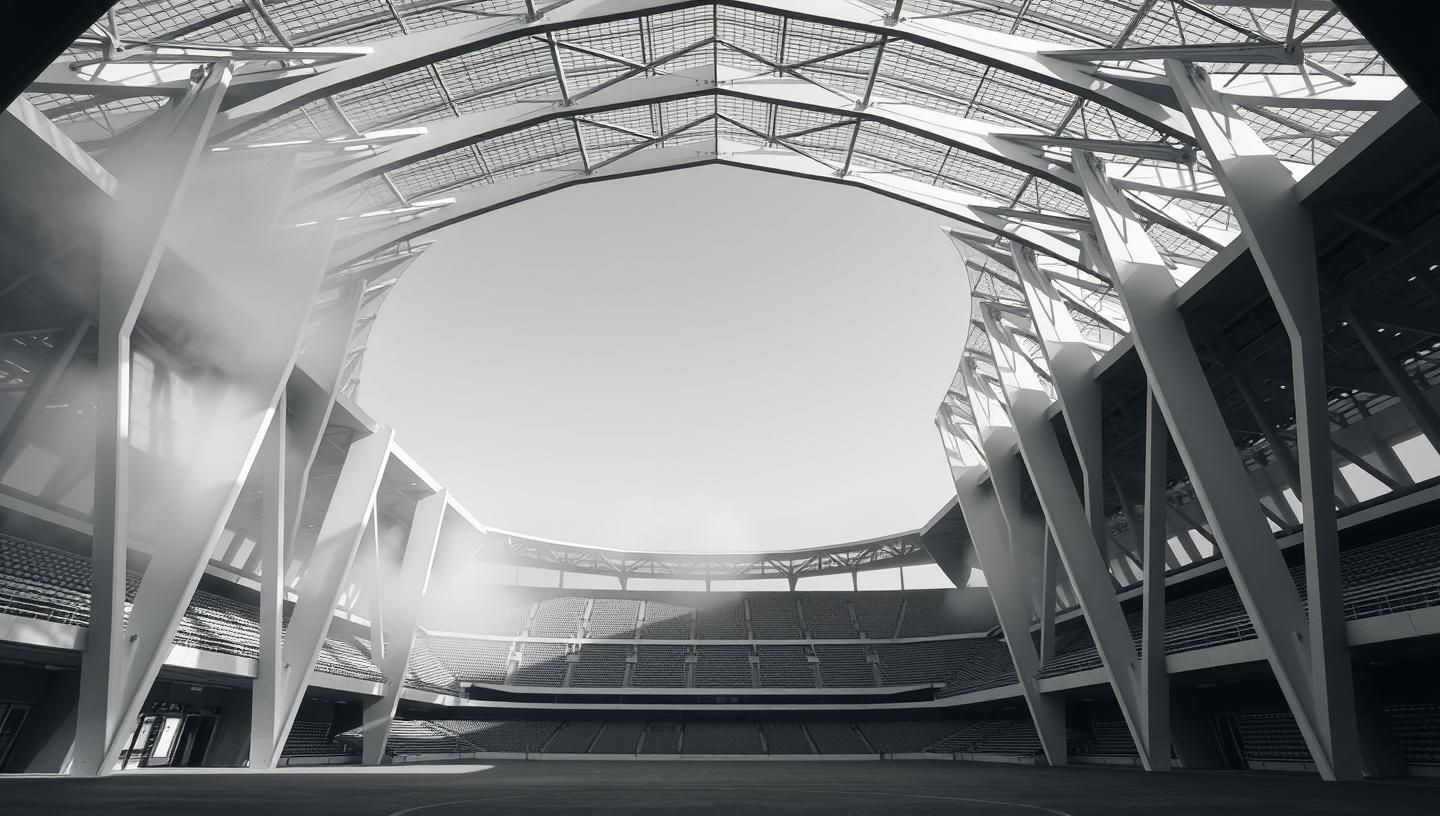 Minimalist British Pavilion Stadium Arches: Inspiring Architecture in B/W
 | Unfold Lens