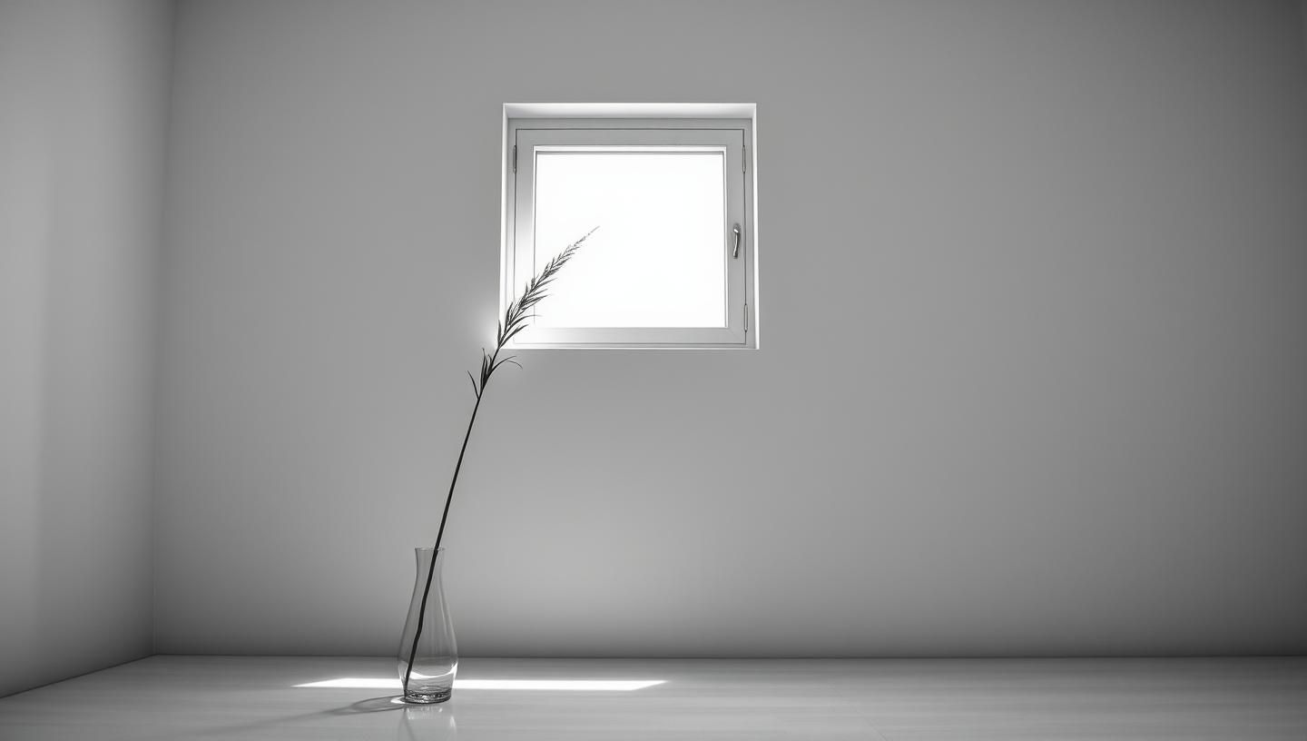 Minimalist Grass In Vase: Fine Art Black and White Photo - 8K Masterpiece
 | Unfold Lens
