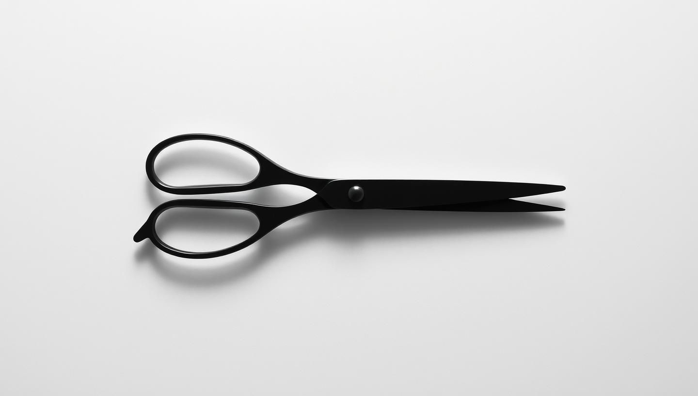 Minimalist Scissors Silhouette: Sharp Precision, Frosted Glass Art - 8K
 | Unfold Lens