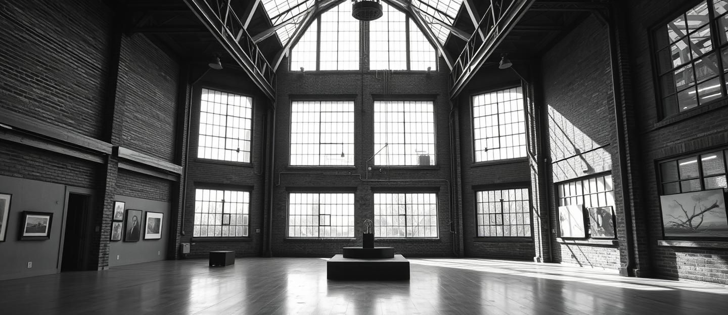 Modern Art Museum Interior: Inspiring B&W Photo in Renovated Loft - 8K | Unfold Lens