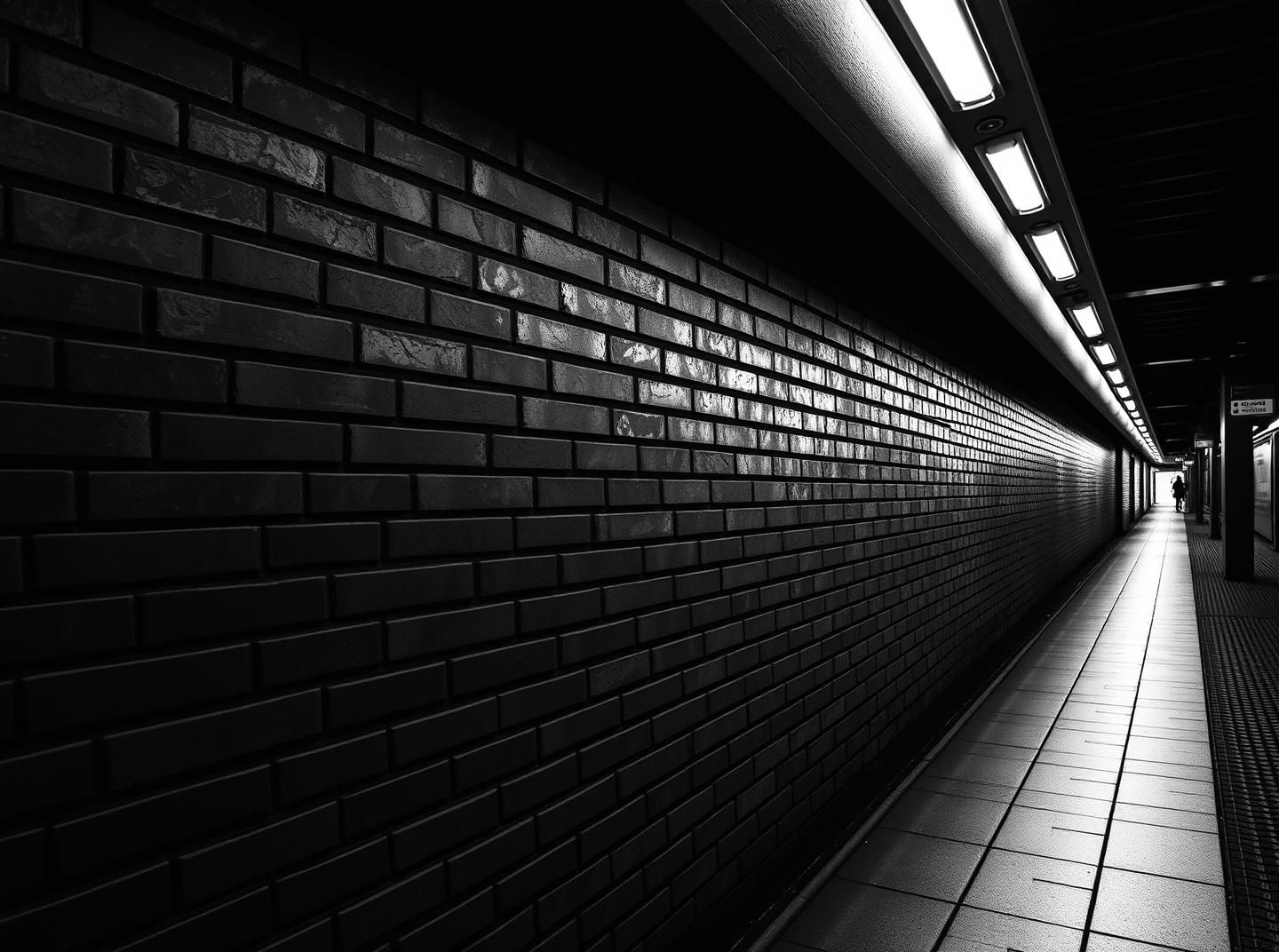 Modern Brick Wall Texture - Geometric Shadows & Atmospheric Monochrome Art
 | Unfold Lens
