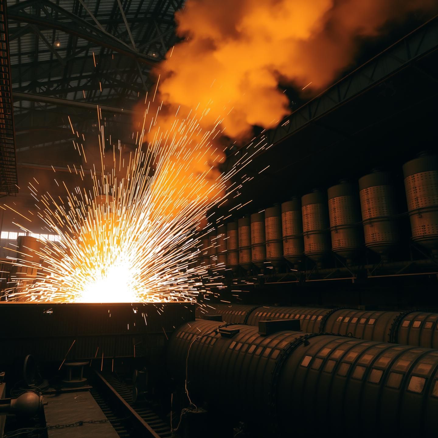 Molten Steel Inferno: Fiery Industrial Art, High-Res HDR Photo
 | Unfold Lens