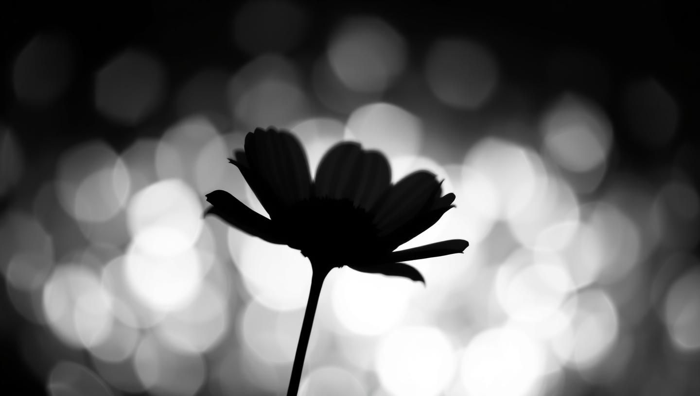 Monochrome Flower Silhouette. Abstract Bokeh Bloom, Soft Focus. Dreamy Art
 | Unfold Lens