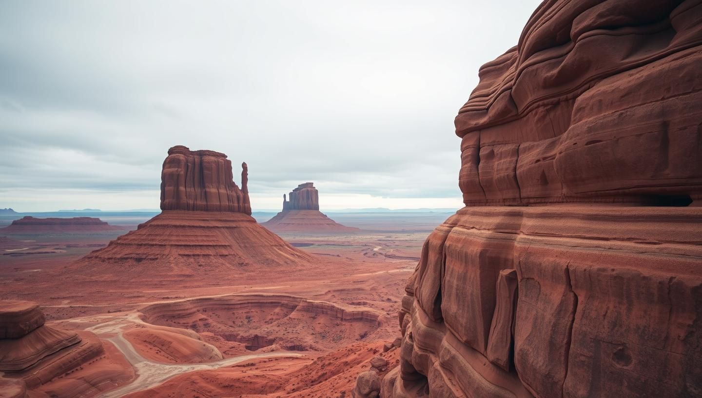 Monument Valley Bisti Badlands Aerial: Inspiring Sandstone Buttes in 8K
 | Unfold Lens