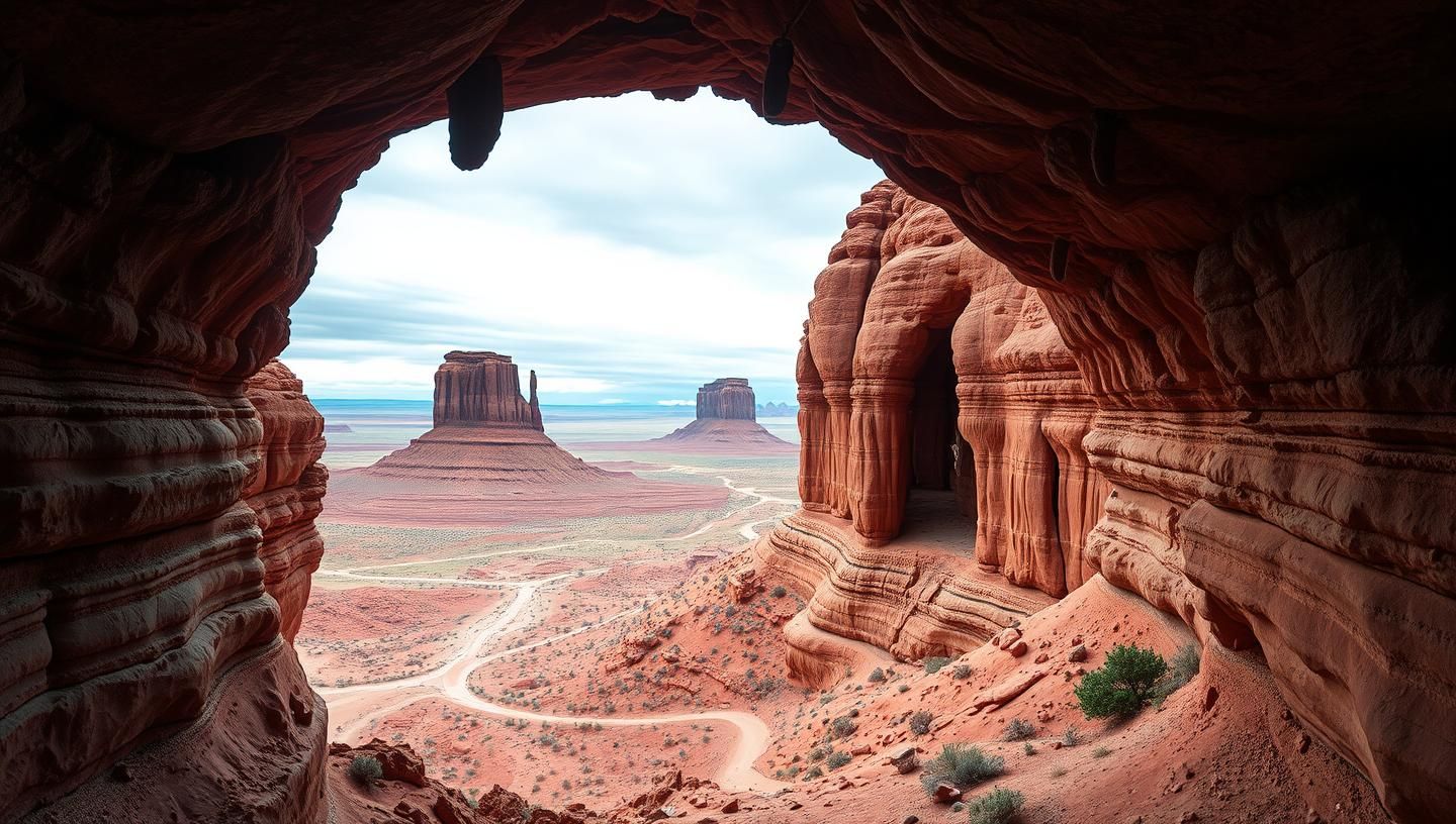 Monument Valley Cave: Arizona-Utah Canyon Majesty - Inspiring Landscape 8K
 | Unfold Lens