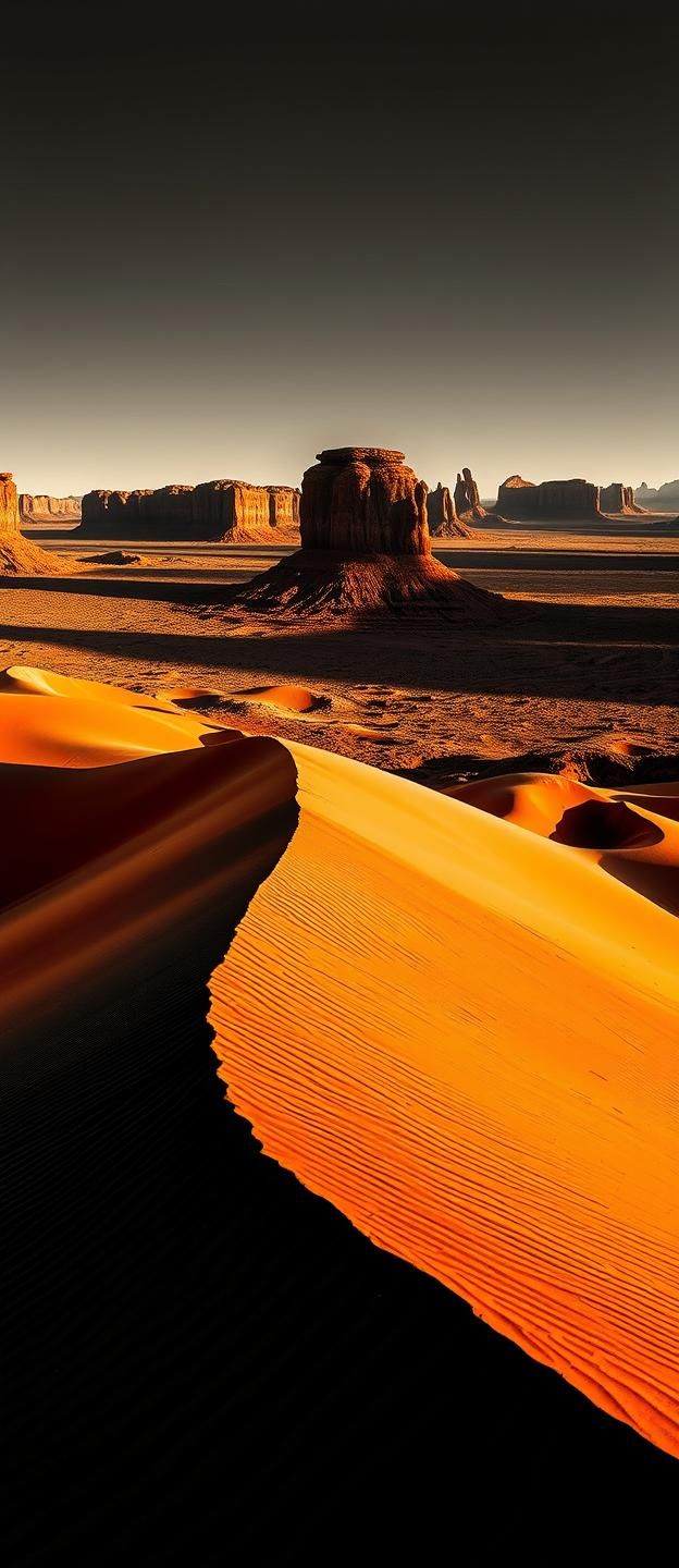 Monument Valley Wadi Rum Landscape: Golden Hour Light, Sharp Details, Desert Beauty
 | Unfold Lens