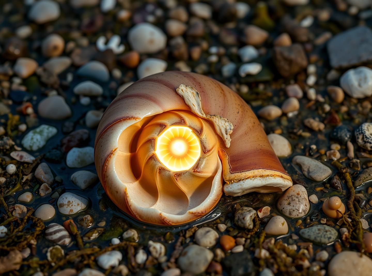 Nautilus Shell Macro: Fibonacci Sequence, Golden Ratio in Earthy Tones - 8K
 | Unfold Lens