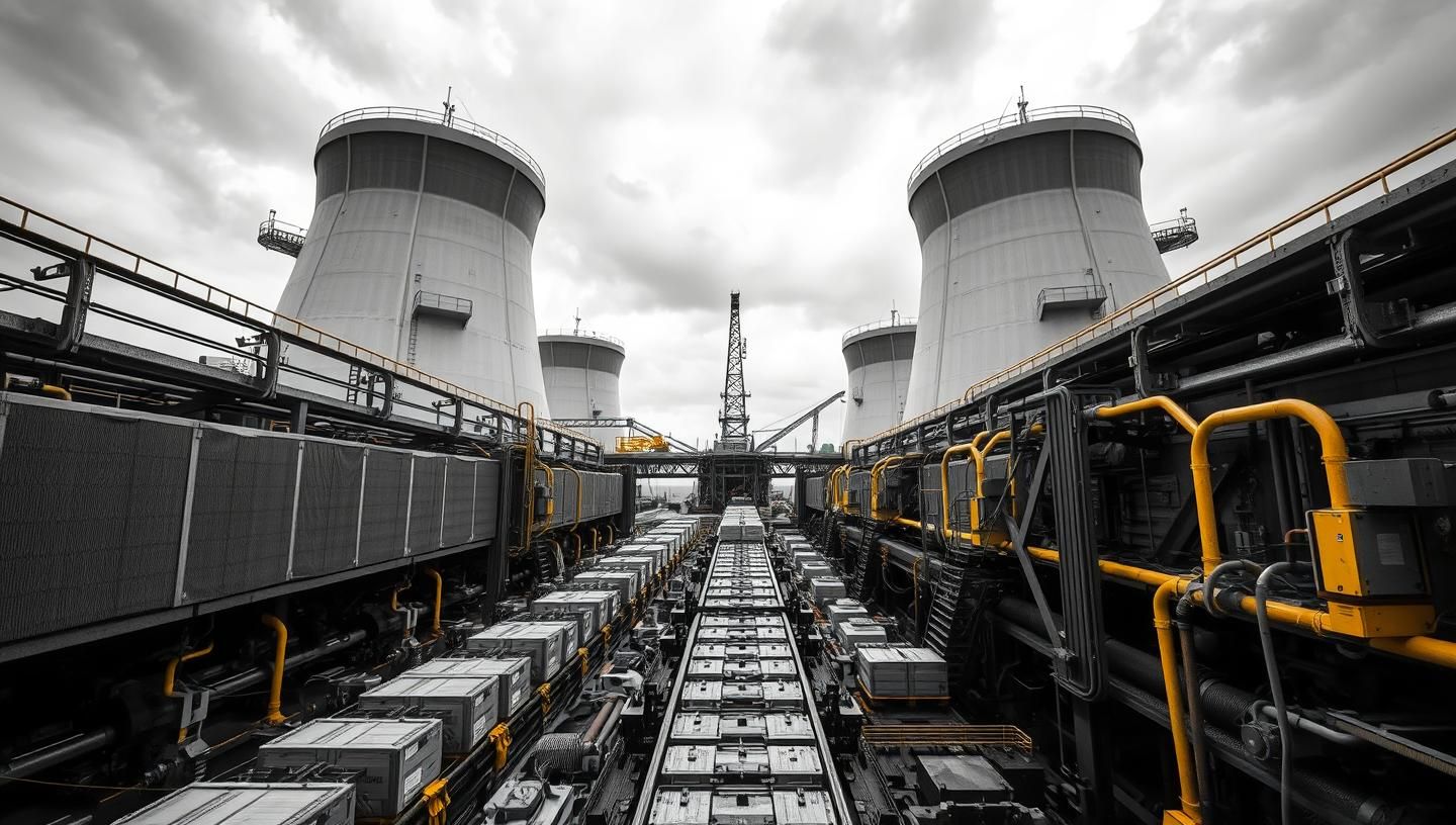 Offshore Oil Rig Inspired Logistics Center: Dramatic Black & White Industrial Art | Unfold Lens