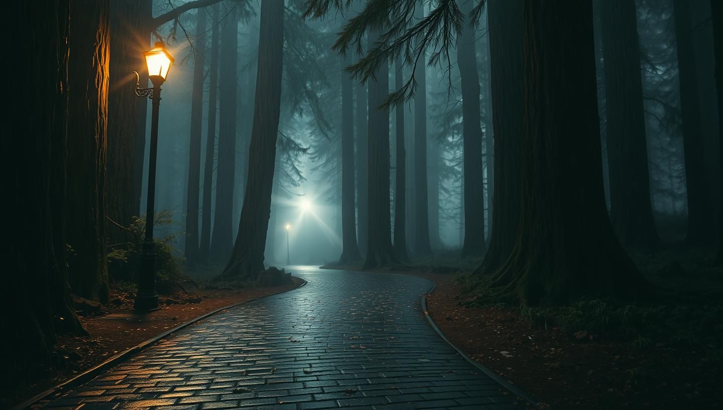 Oregon Forest Rain Alley: Gloomy, Wet Bark, and Ethereal Mist - 8K Masterpiece
 | Unfold Lens