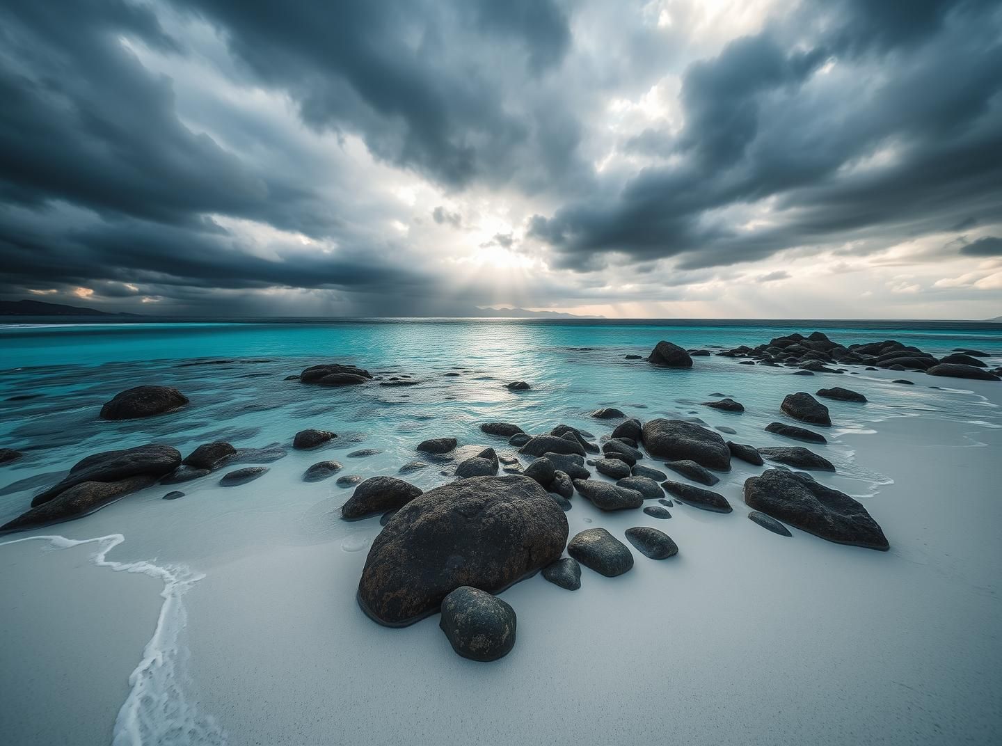 Otago Coast Meets Maldives: Serene Turquoise Bay After The Storm, 8k Art
 | Unfold Lens