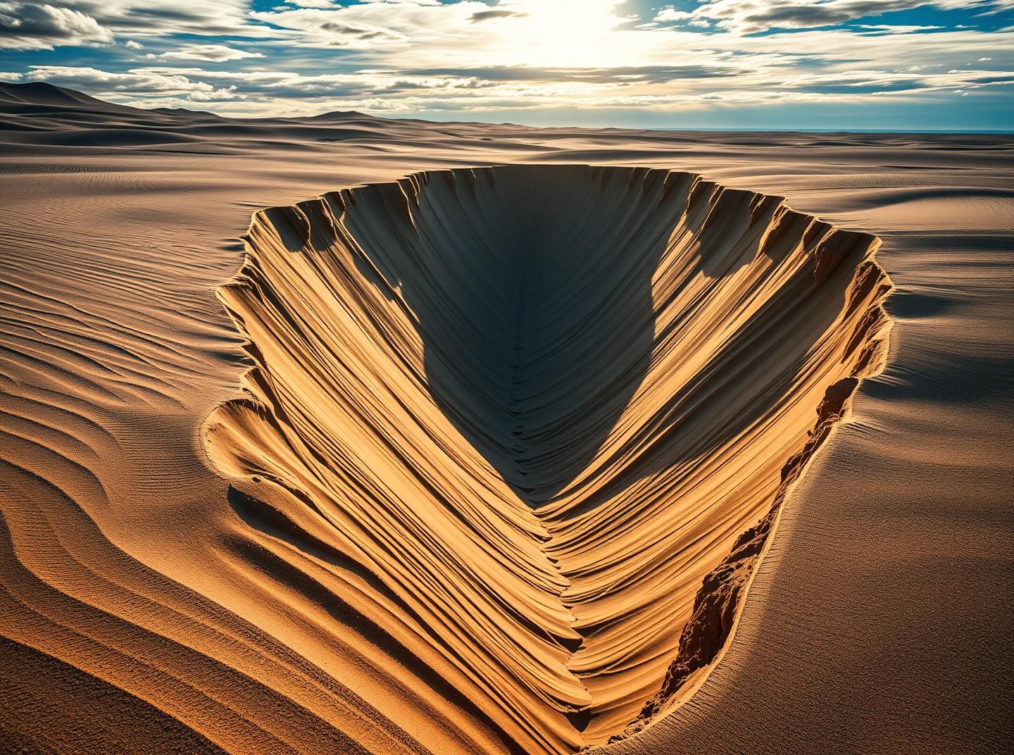 Patagonia Dunes Waves Cresting, Geometric Ridges, Sunlight Beam, 8k Teal Orange 
 | Unfold Lens