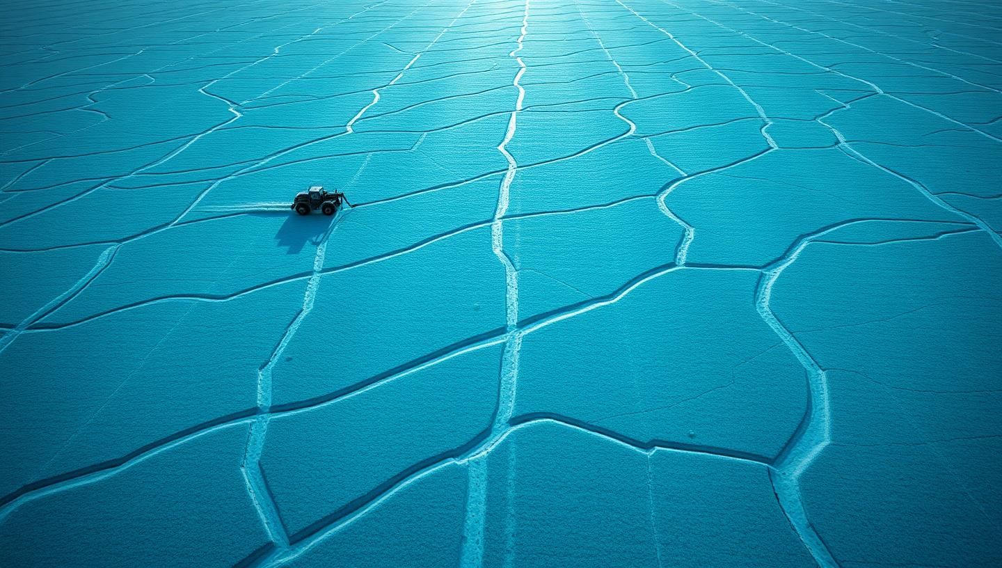 Patagonia Glacier Plough Lines: Etched Ice Texture in Cyan and Magenta Hues 8K
 | Unfold Lens