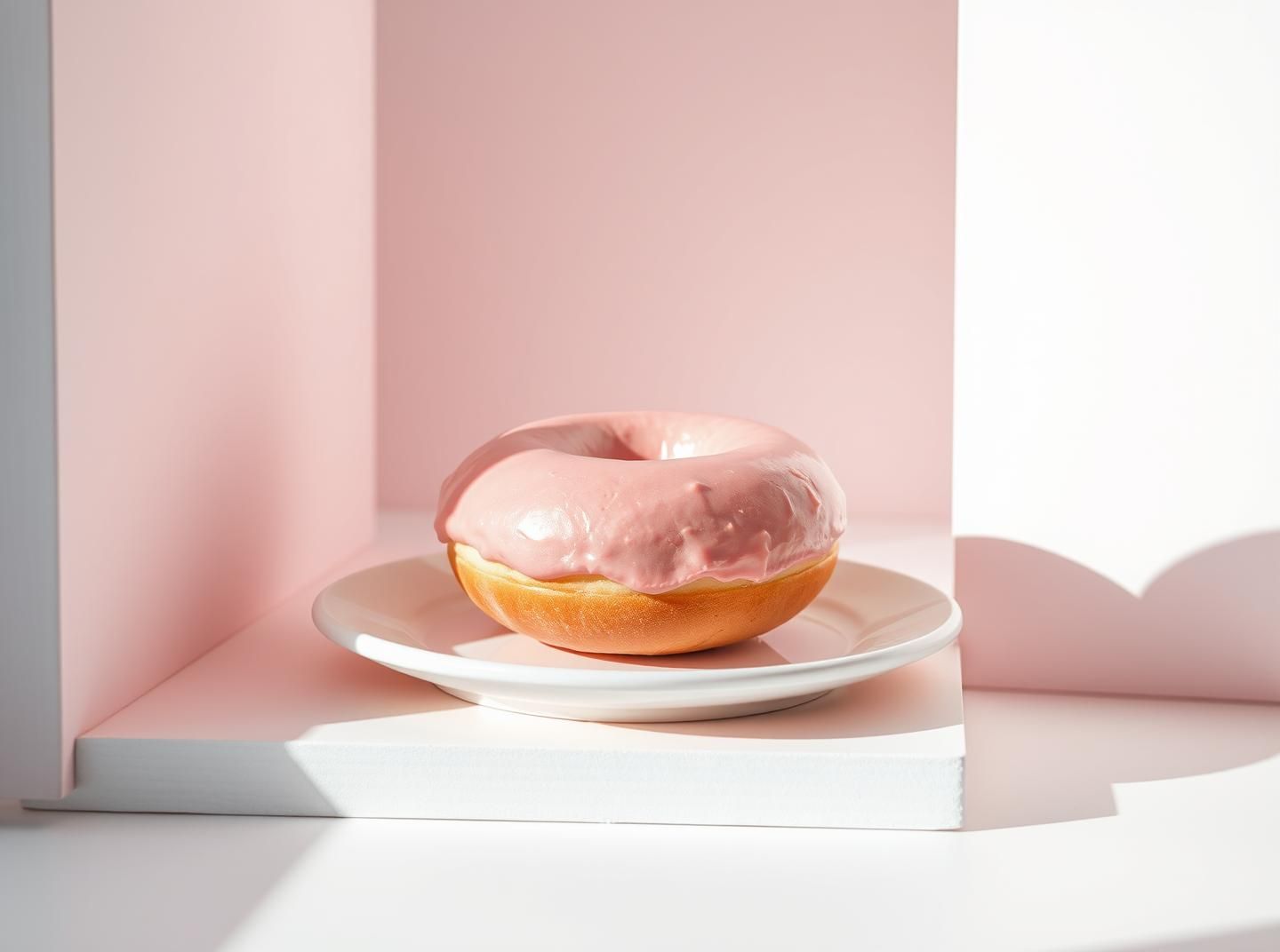 Pink Donut Mondrian Still Life: 8k Dessert Delight & Red Pepper Pop Art | Unfold Lens