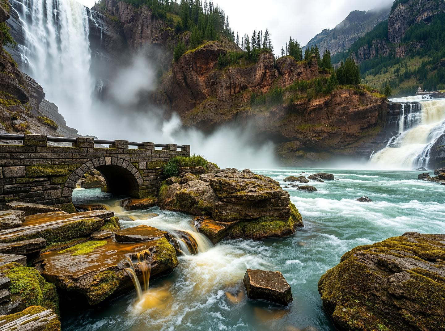 Powerful Waterfall in Norwegian Fjord Grand Canyon, Golden Hour Masterpiece
 | Unfold Lens
