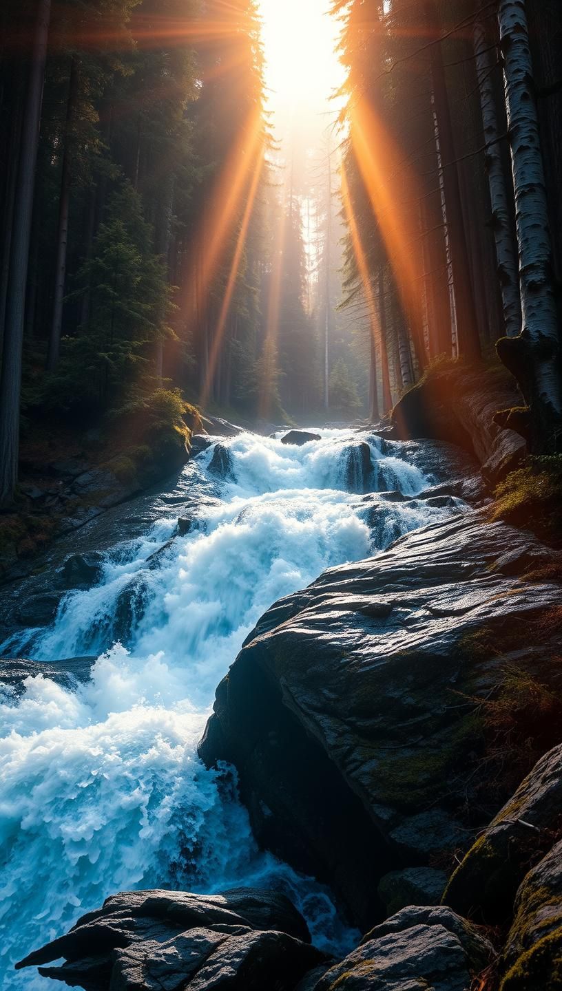 Powerful Waterfall Scenery: Ancient Woods & Ethereal Cascades in 8K
 | Unfold Lens
