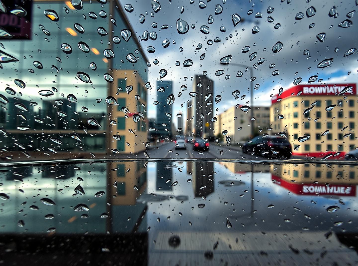 Rain Prism Cityscape: Rainbow Reflections in Glass, 8K Urban Art
 | Unfold Lens