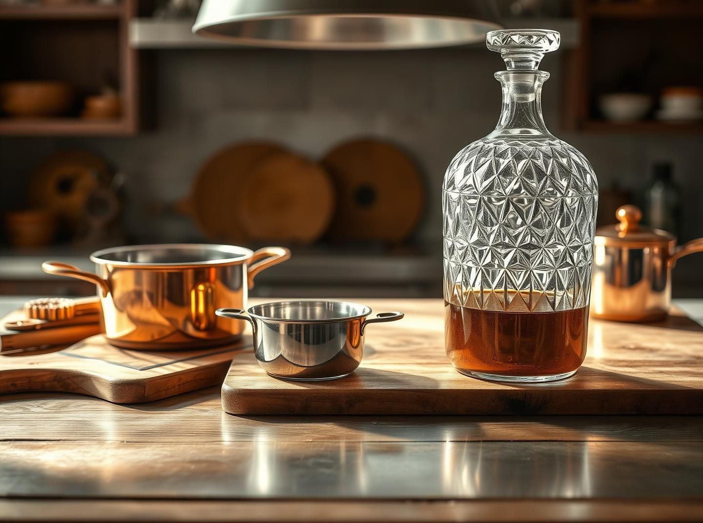 Refracted Light on Copper: High-End Kitchen Still Life Photography, Warm Tones
 | Unfold Lens