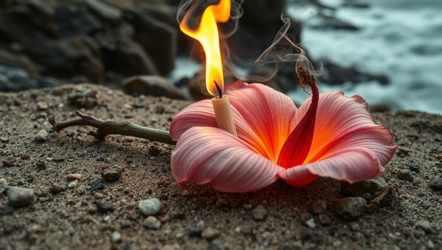 Resilient Coastal Bloom on Fire: Beauty, Destruction, and Hope in Nature
 | Unfold Lens