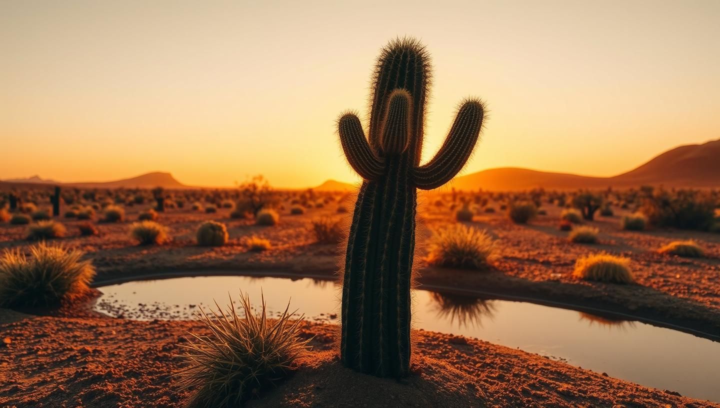 Resilient Outback Cactus: Golden Hour Desert Symmetry, 8K Masterpiece
 | Unfold Lens