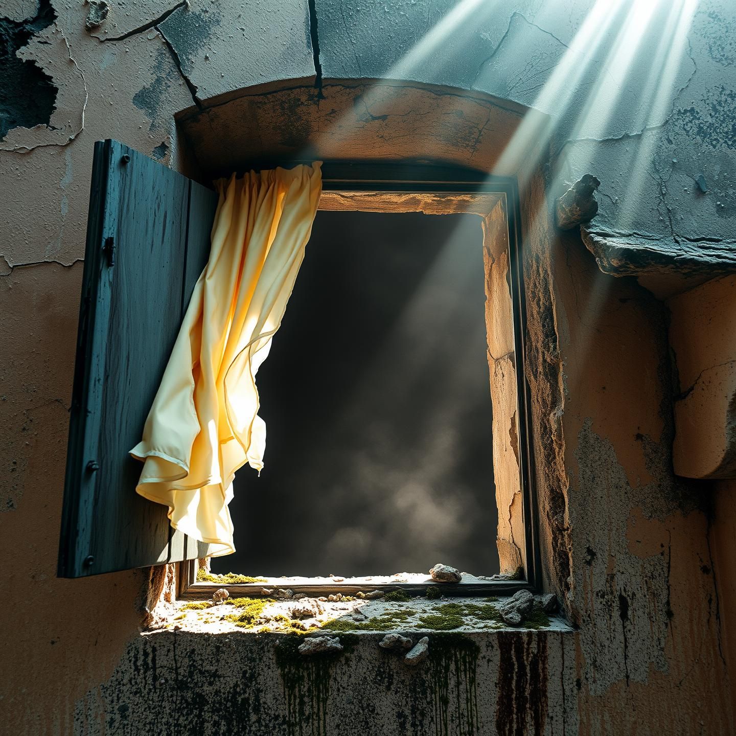 Romantic Ruins: Golden Light Through Fractured Window - Decay's Beauty 8K
 | Unfold Lens