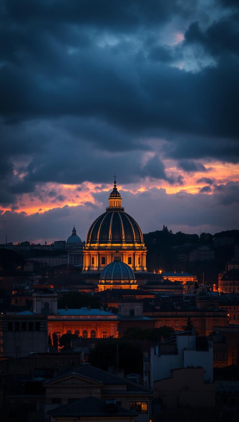 Rome Skyline Sunset: Ancient Meets Modern, Inspiring City Glow, 8K Photo | Unfold Lens