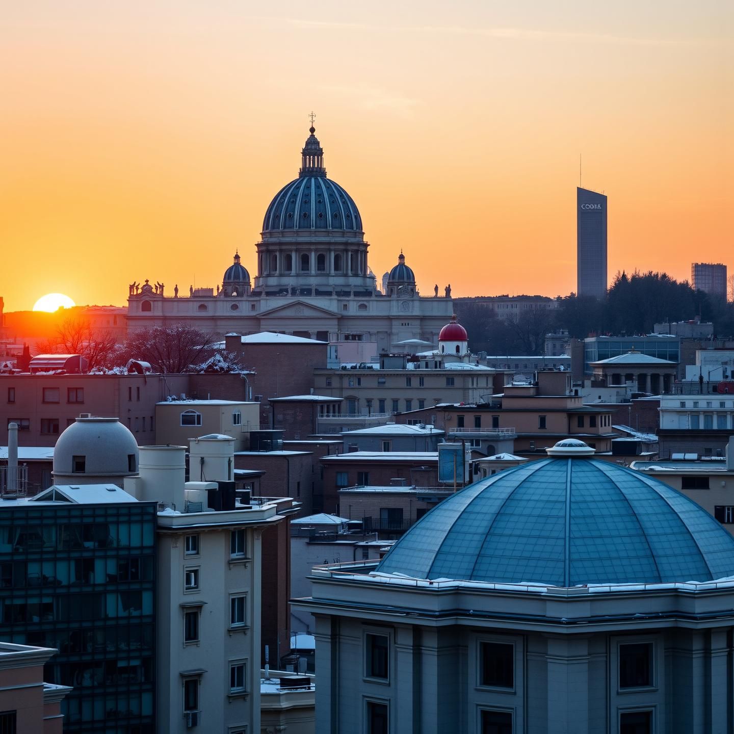 Rome: St. Peter's Dome at Sunset, Ancient Meets Future, 8k High-Res View
 | Unfold Lens