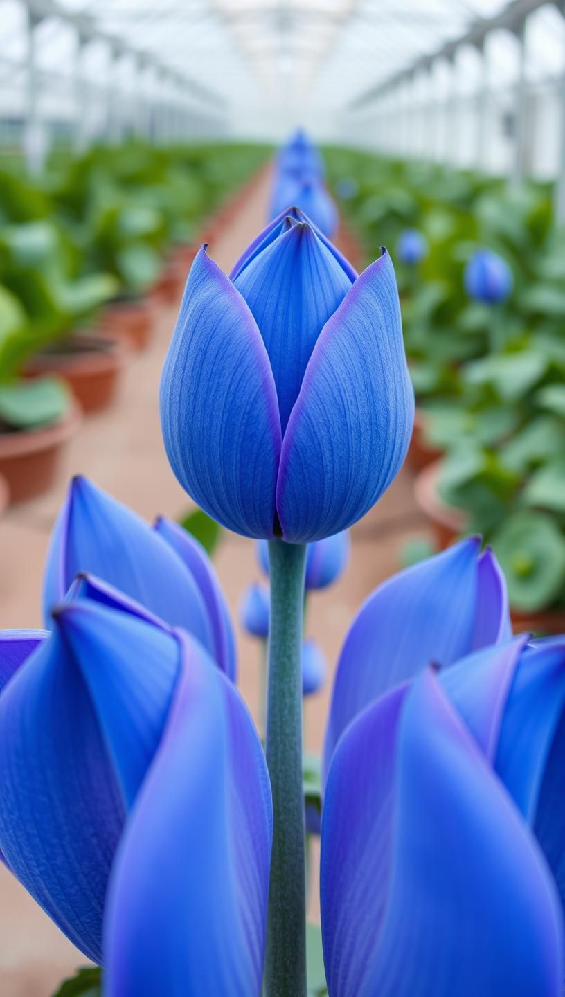 Royal Blue Petals Macro: Geometric Floral Harmony in Dreamy Pastel 8K
 | Unfold Lens