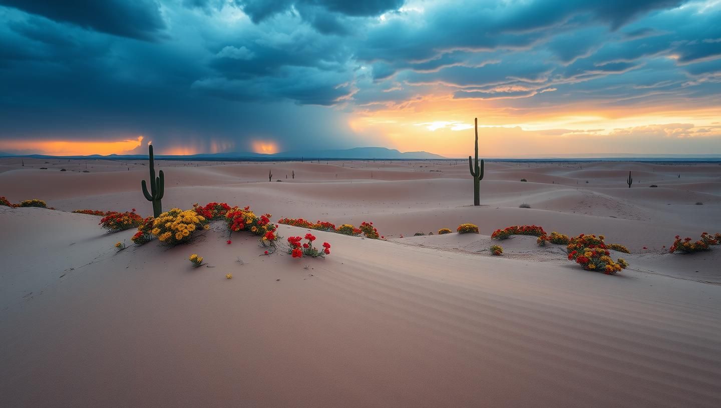 Sahara Desert Bloom: Epic Minimalist Landscape Photography in 8K Resolution
 | Unfold Lens