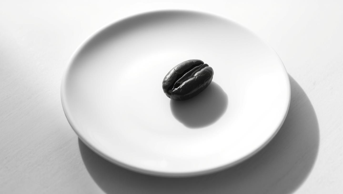 Single Coffee Bean Zen: Wabi-Sabi Still Life in Stunning B&W 8K Resolution
 | Unfold Lens
