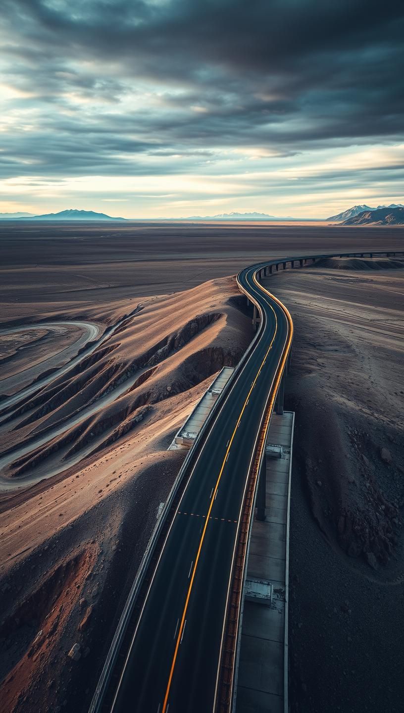 Stelvio Pass Serpentine Road Bridge: Golden Hour, Moody Sky - 8K Masterpiece | Unfold Lens