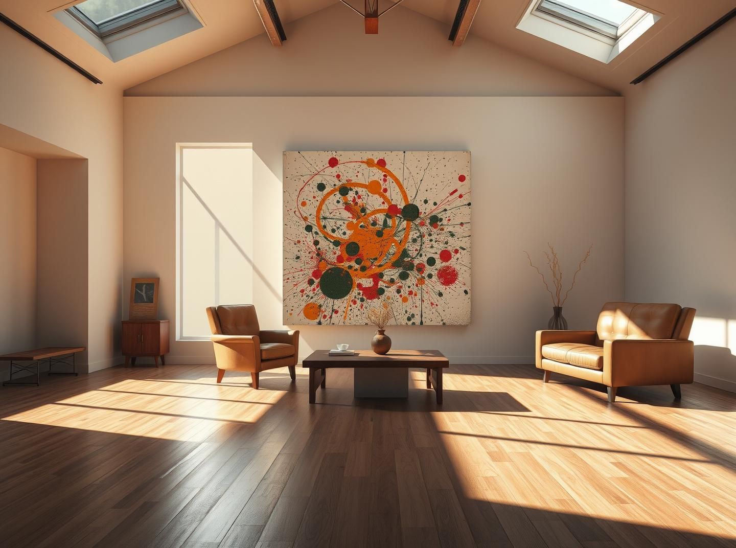 Sunlit Sci-Fi Studio: Geometric Shadows, Modern Interior, Uplifting Design
 | Unfold Lens