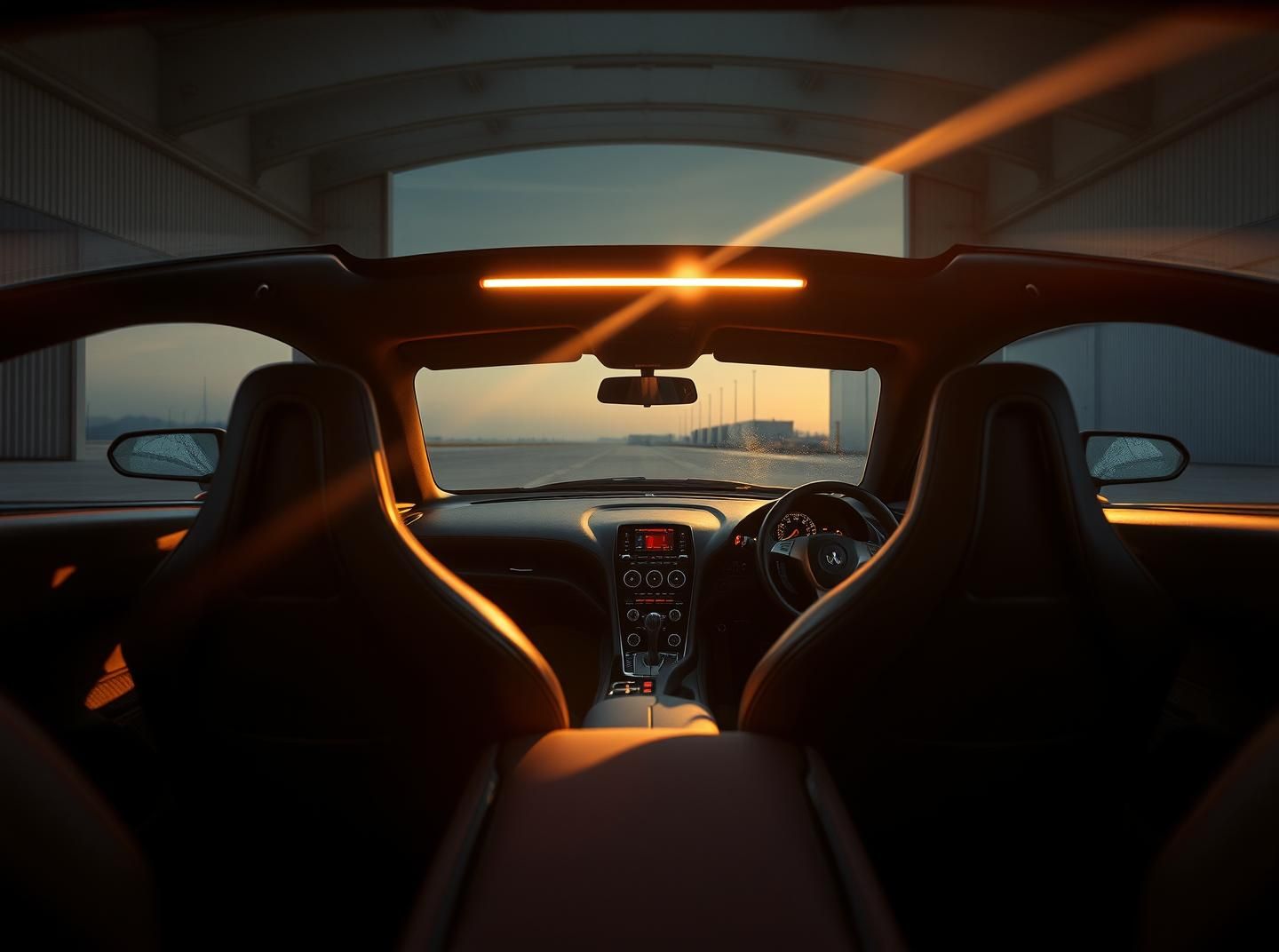 Supercar Cockpit Art: Brutalist Beauty in Leather & Carbon Fiber, Sepia Tones
 | Unfold Lens