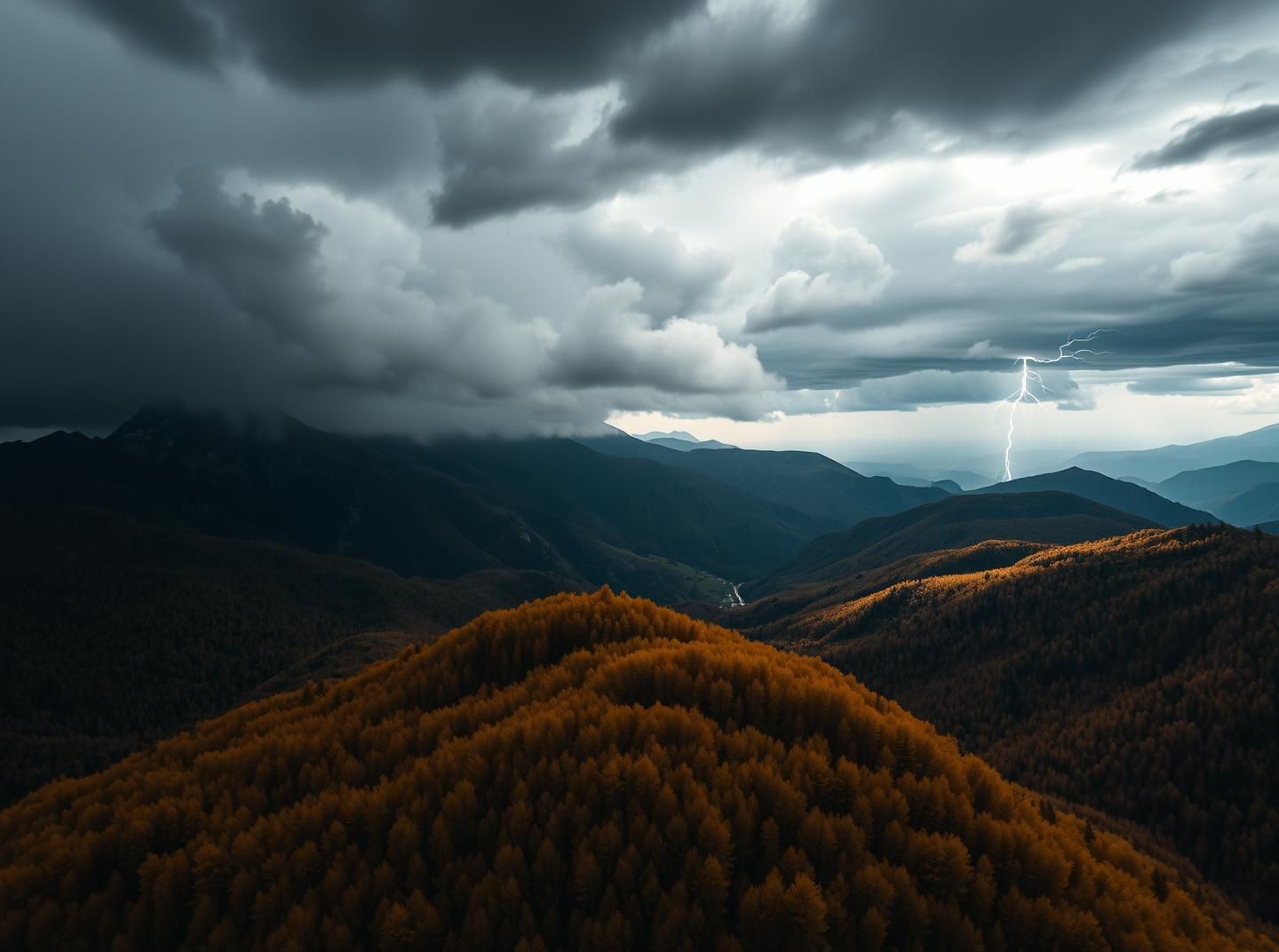 Swiss Alps Thunderstorm Zermatt Peak: Moody Autumnal Aerial Fine Art Photography
 | Unfold Lens