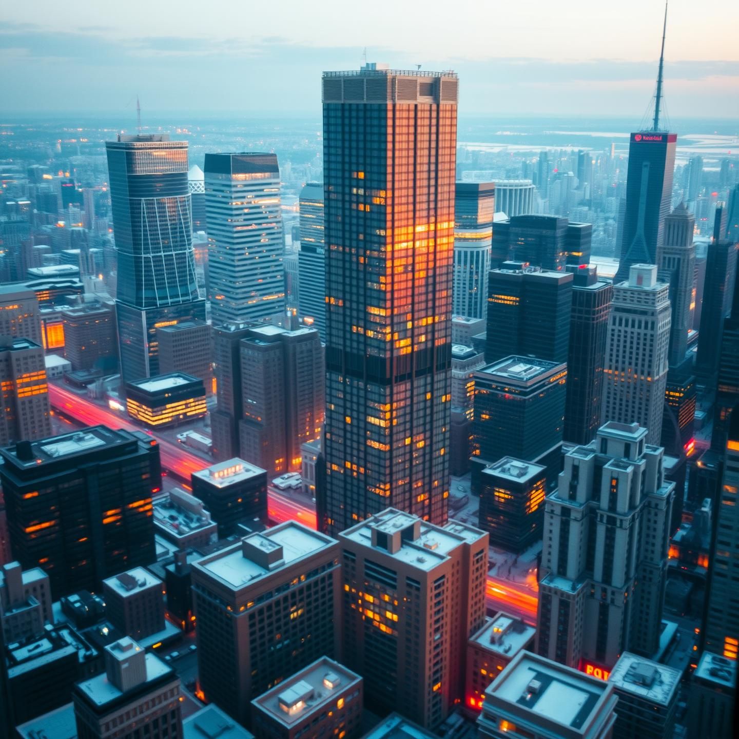 Telephoto Cityscape: Inspiring Sunset Over Dense Urban Metropolis at Golden Hour | Unfold Lens