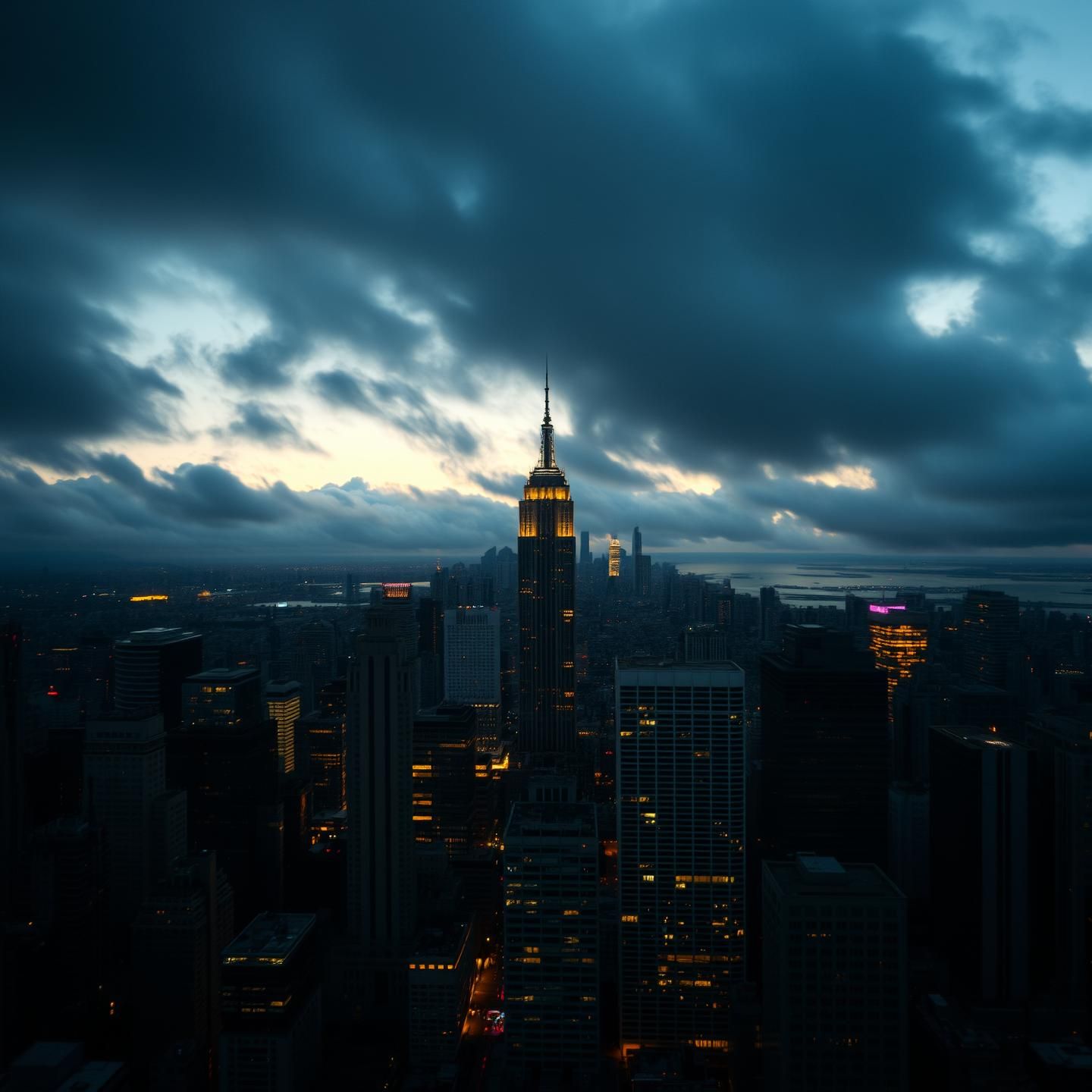 Twilight Skyline God Rays: Nostalgic Dreamscape Cityscape - 8K Resolution
 | Unfold Lens