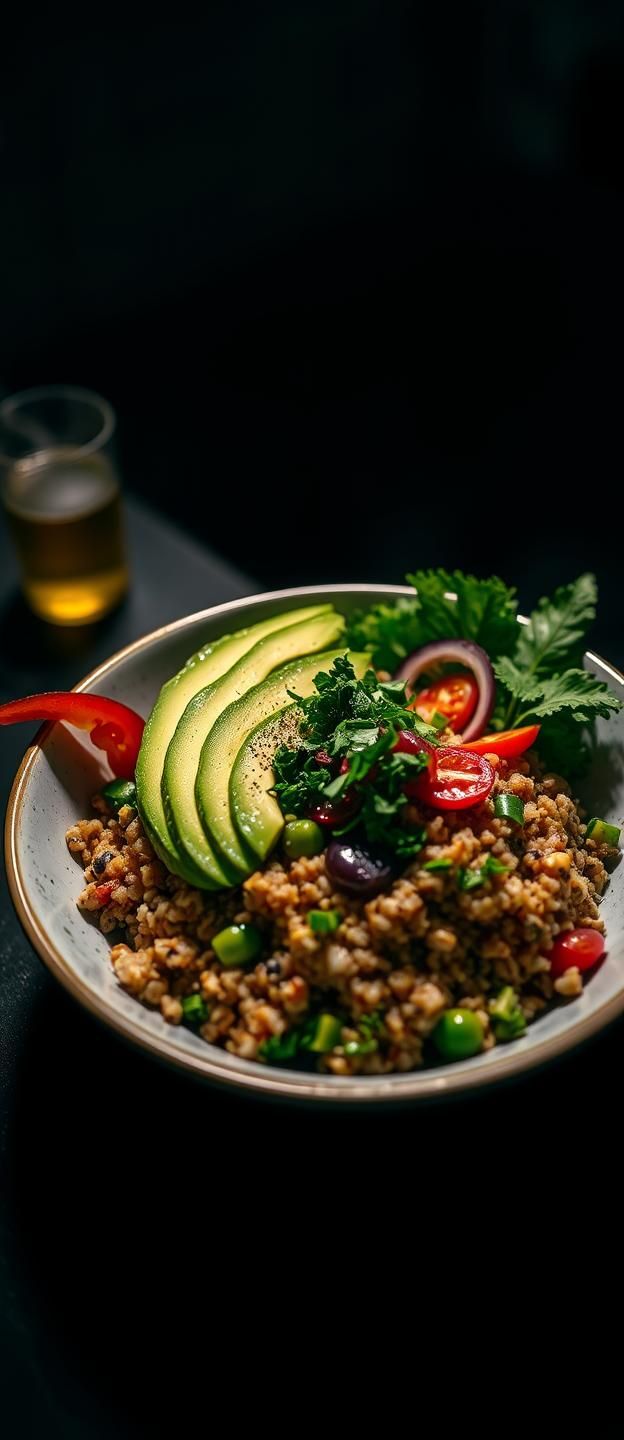 Vibrant Grain Bowl Food Photography: Minimalist, Healthy, and Delicious 8K Image | Unfold Lens