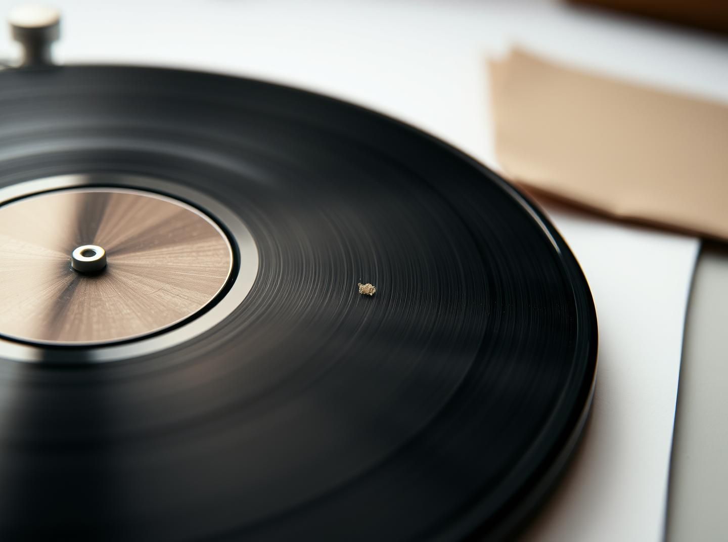 Vinyl Record Macro Close-up in Artist Workshop: High-Key, 8K Resolution Masterpiece | Unfold Lens