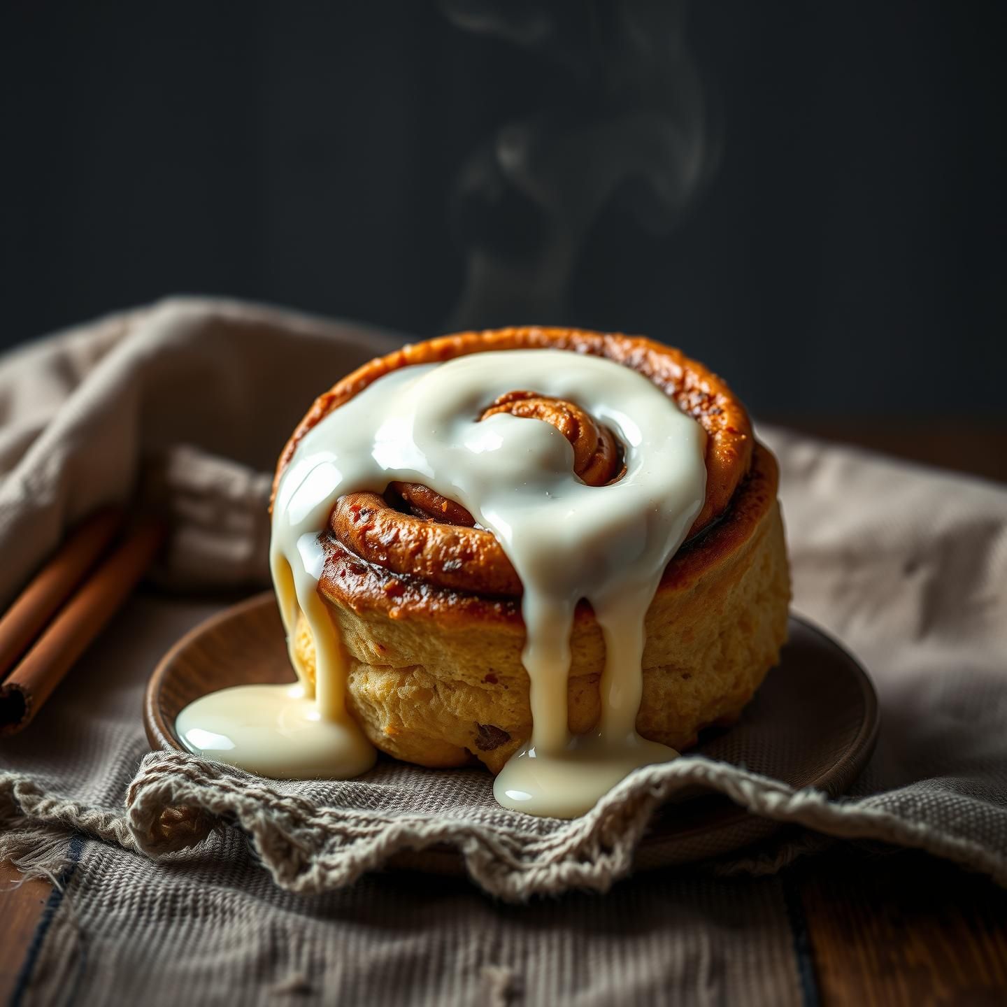 Warm Cinnamon Roll, Cream Cheese Frosting Drip - Fresh, Delicious Treat - 8K
 | Unfold Lens