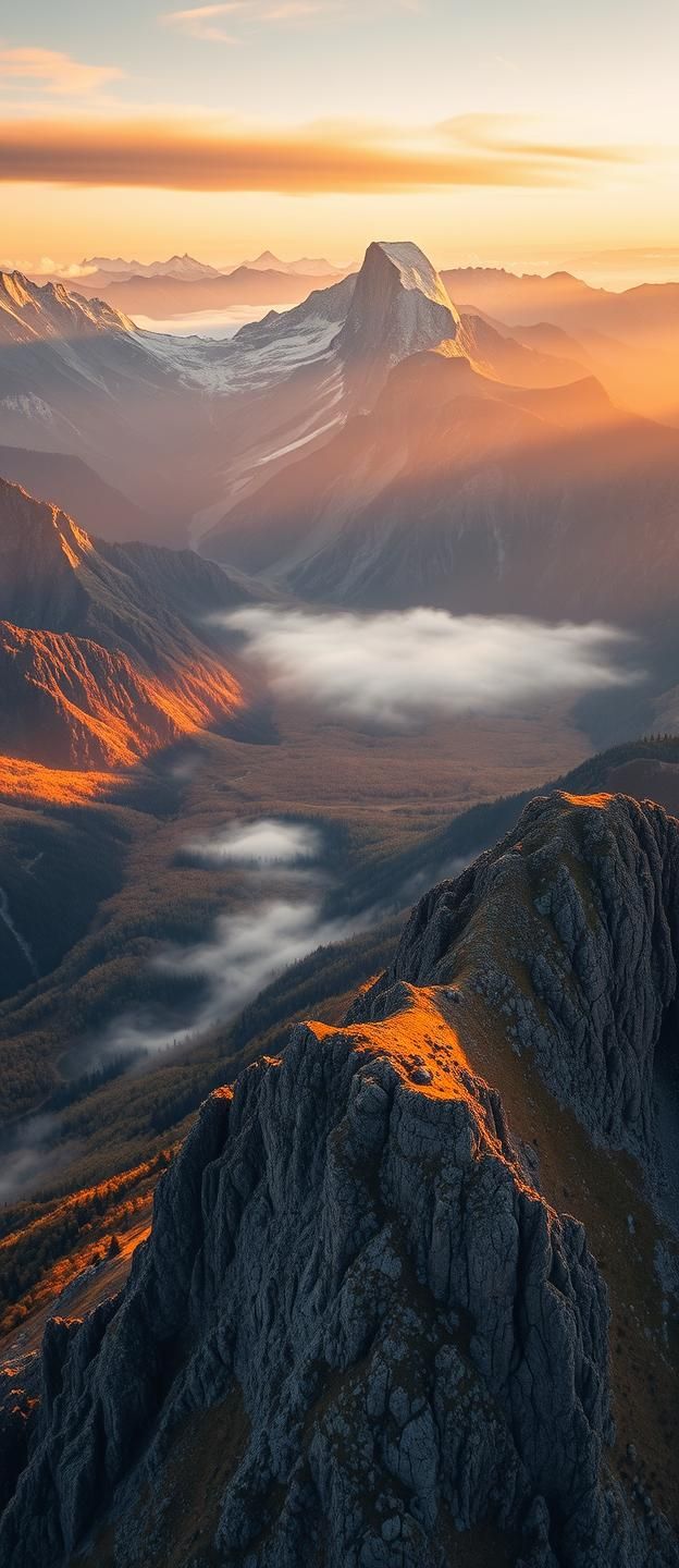 Yosemite Alpenglow: Sierra Nevada Peaks at Dawn, Golden Valley Vista in 8K
 | Unfold Lens