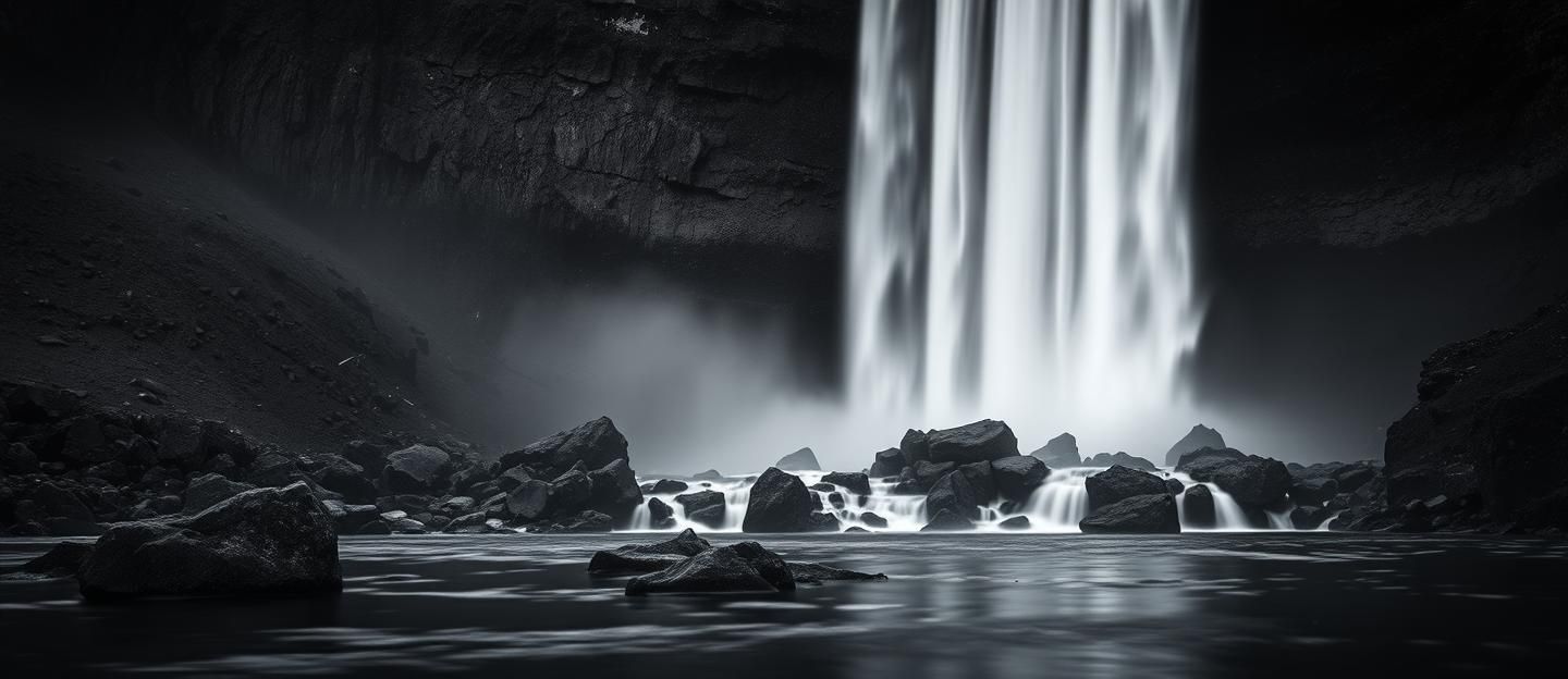 Zen Iceland Waterfall Dawn: Elegant Ink Painting, Serene Reflection, 8K Detail
| Unfold Lens