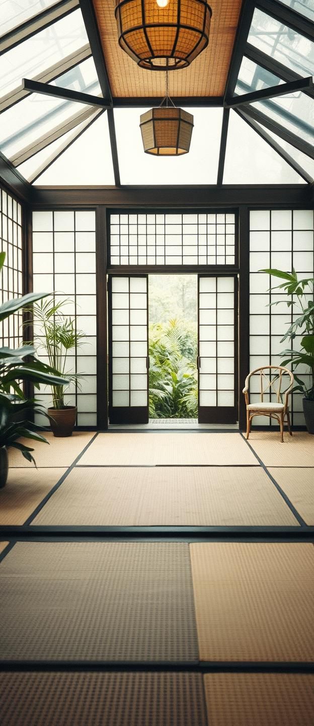 Zen Japanese Tea Room in Botanical Conservatory - Ethereal Tranquility
 | Unfold Lens